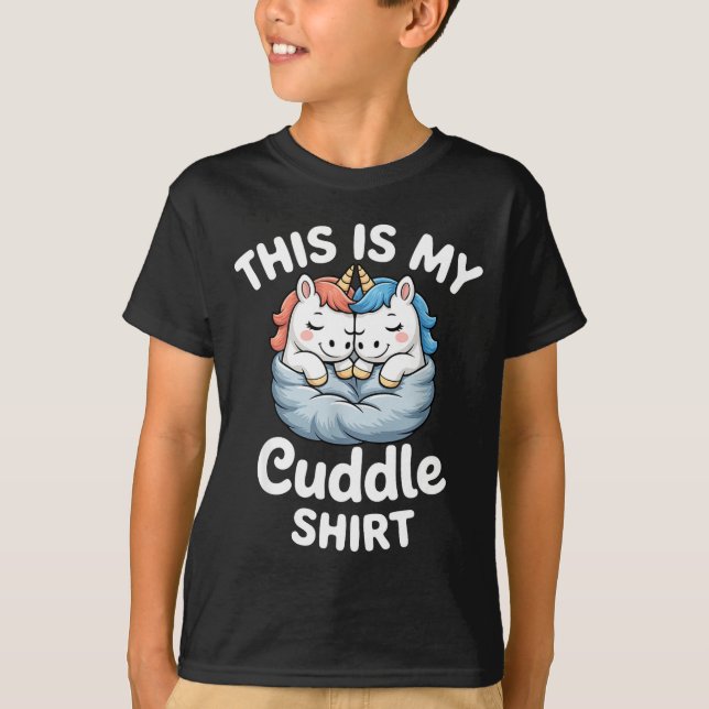 Cute Unicorn Couple Snuggle This Is My Cuddle  T-Shirt (Front)