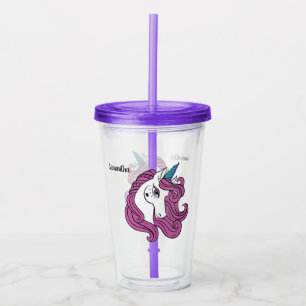 Cute Unicorn custom name acrylic tumbler