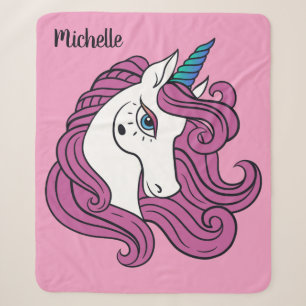 Cute Unicorn custom name & colour blankets