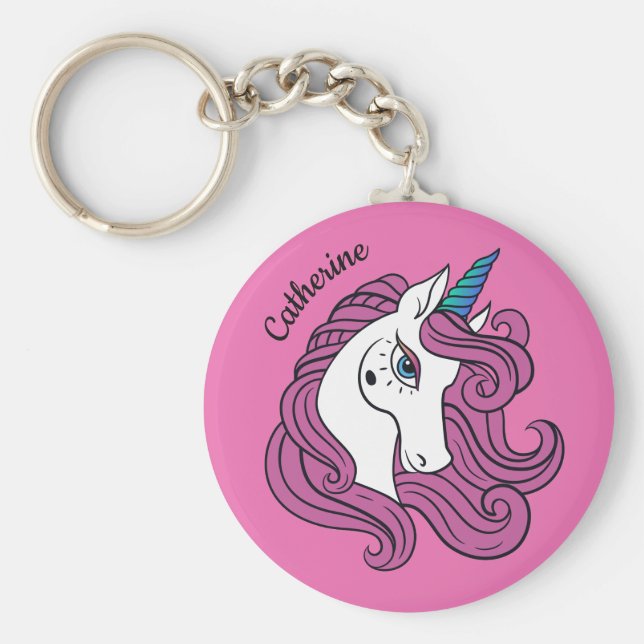 Cute Unicorn custom name & colour key chains (Front)