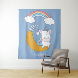Cute Unicorn custom name & colour tapestries