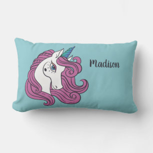 Cute Unicorn custom name & colour throw pillows