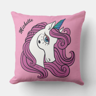 Cute Unicorn custom name & colour throw pillows
