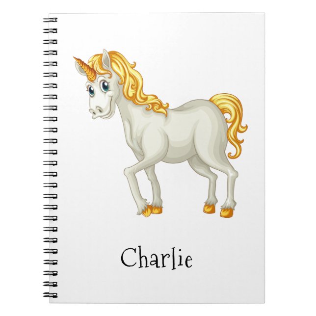 Cute Unicorn custom name notebook (Front)