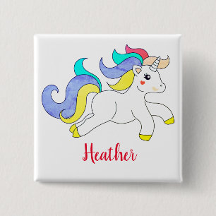 Cute Unicorn Custom Name Personalized Button