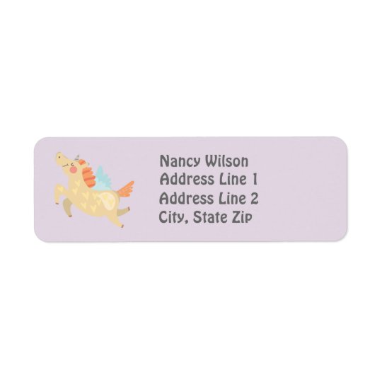 Cute Unicorn Custom Return Address Label