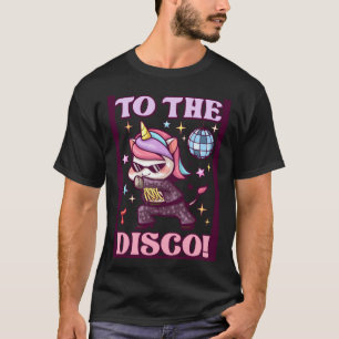 Cute Unicorn Dancing To The Disco Dance Floor Disc T-Shirt