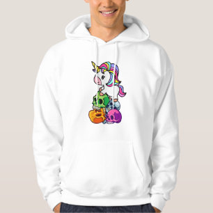 Cute Unicorn & Dead Skulls. Funny Goth Emo Hallowe Hoodie