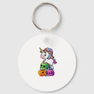 Cute Unicorn & Dead Skulls. Funny Goth Emo Hallowe Keychain