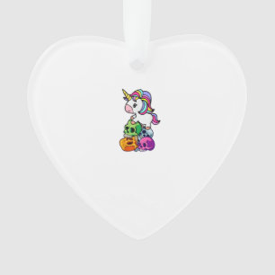 Cute Unicorn & Dead Skulls. Funny Goth Emo Hallowe Ornament
