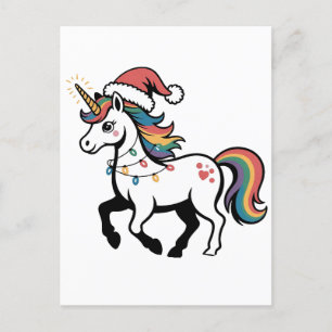 Cute Unicorn Deer Reindeer Christmas Lights Funny Invitation Postcard