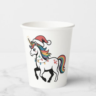 Cute Unicorn Deer Reindeer Christmas Lights Funny  Paper Cups