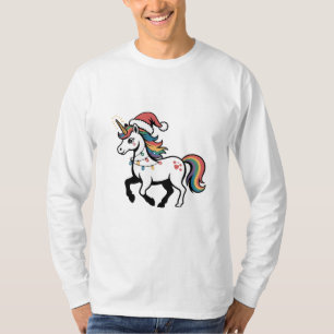 Cute Unicorn Deer Reindeer Christmas Lights Funny  T-Shirt
