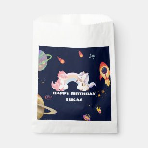 Cute Unicorn Dinosaur Galaxy Rocket birthday party Favour Bag