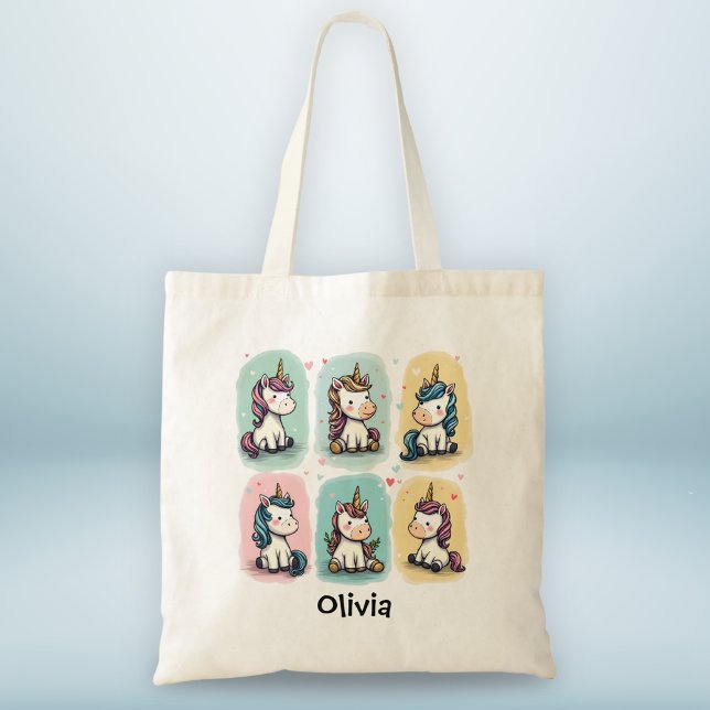 Cute Unicorn Doodles Tote Bag (Creator Uploaded)