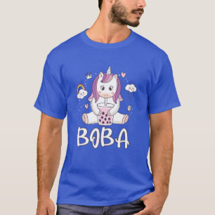 Cute Unicorn Drinking Bubble Milk Tea Boba T-Shirt