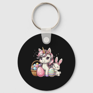 Cute Unicorn Easter Bunny Colourful Eggs Girls Kid Keychain