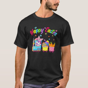 Cute Unicorn Easter Day Bunny Ear Egg Hunt Train K T-Shirt