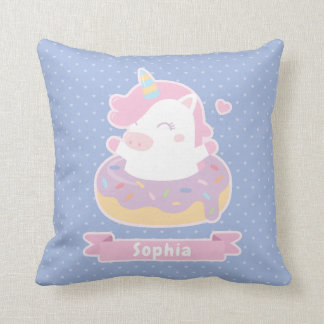 Cute Unicorn en Doughnut Girls Coussin de la décor