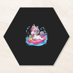 Cute Unicorn Enjoying Ice Cream Fun for a Unicorn Paper Coaster