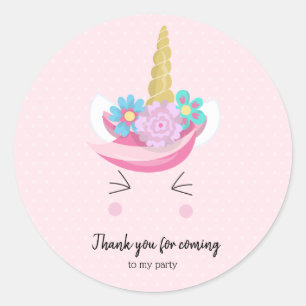 Cute unicorn face - choose background colour classic round sticker