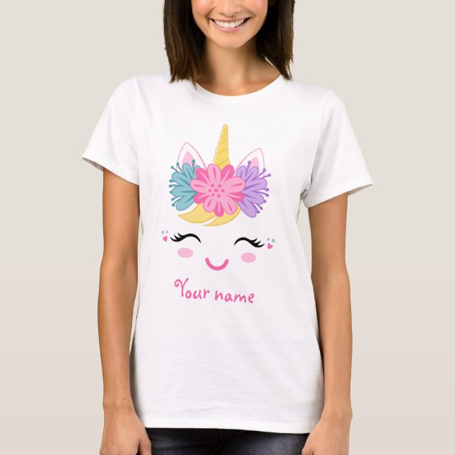 Cute Unicorn Face Personalized Halloween T-Shirt (Front)