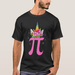 Cute Unicorn Face Pi Day  Kids Girls Women Math Ge T-Shirt