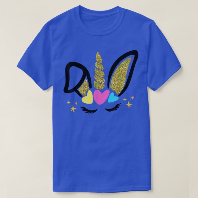 Cute Unicorn Face Rabbit Bunny Easter Day Kids Gir T-Shirt (Design Front)