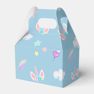 Cute Unicorn face rainbow gradient birthday party Favor Box