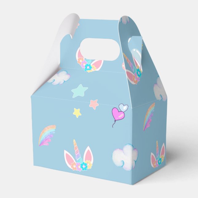 Cute Unicorn face rainbow gradient birthday party  Favor Box (Front Side)