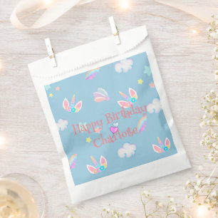 Cute Unicorn face rainbow gradient birthday party Favour Bag