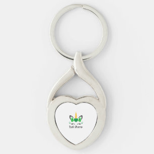 Cute Unicorn Face Shamrock Irish Princess St Patri Keychain