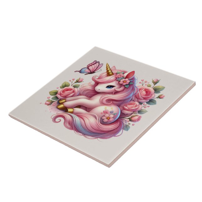 Cute unicorn fantasy girls room crafting  tile (Side)