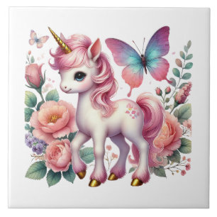 Cute unicorn fantasy girls room crafting tile