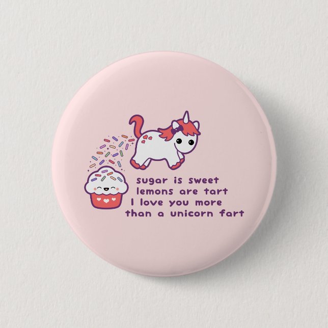 Cute Unicorn Fart 2 Inch Round Button (Front)