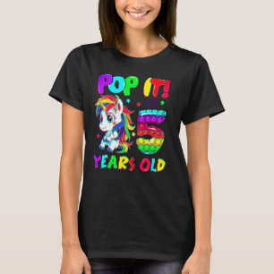 Cute Unicorn Fidget Toys Pop It I'm 5 Girls 5th Bi T-Shirt