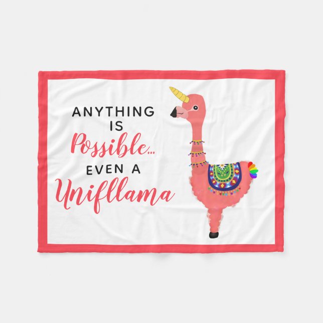 Cute Unicorn Flamingo Llama Inspiring Unifllama Fleece Blanket (Front (Horizontal))