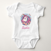 Cute Unicorn & Flowers, Personalize Name