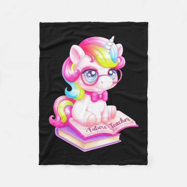 Cute Unicorn Future Teacher Clroom Fleece Blanket (Front)
