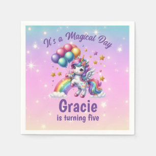 Cute Unicorn Girls Birthday  Napkin