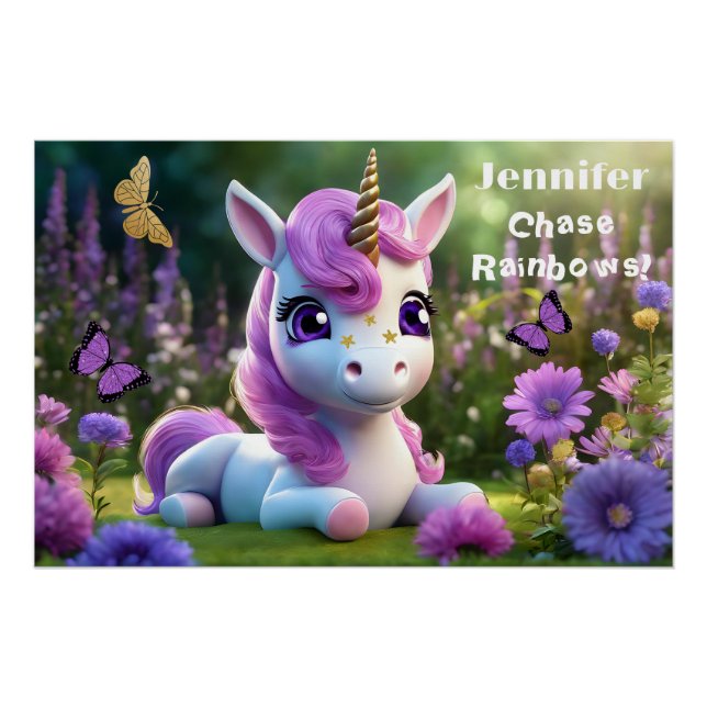 Cute Unicorn Glossy Poster (Front)