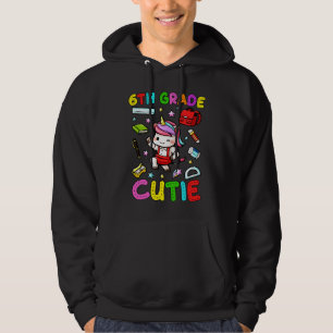 Cute Unicorn Grader First Day of 6th Grade Back to Hoodie