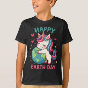 Cute Unicorn Happy Earth Day Groovy Women Men Kids T-Shirt