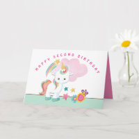 Cute Unicorn Happy Second Birthday