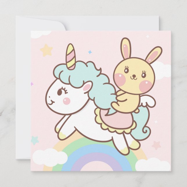 Cute Unicorn  Holiday Card (Front)