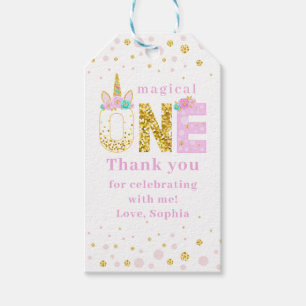 Cute Unicorn Horn 1st Birthday Gold Glitter Gift T Tags