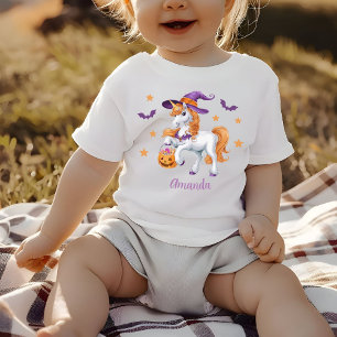 Cute Unicorn Horse Witch Hat Personalized Baby T-Shirt