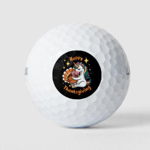 Cute Unicorn Hugs Turkey Happy Thanksgiving Girls  Golf Balls