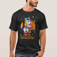 Cute Unicorn Hugs Turkey Happy Thanksgiving  Girls