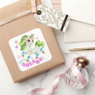 Cute unicorn illustration #2 square sticker